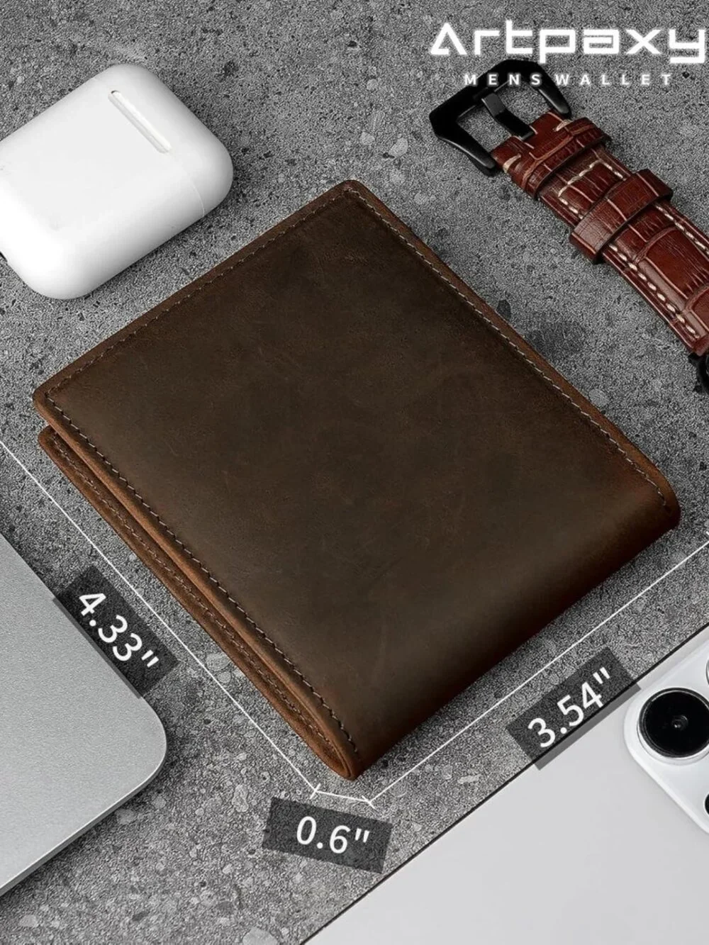 Genuine Leather Bifold Wallet for Men | RFID Blocking, 1 ID Window, 13 Card